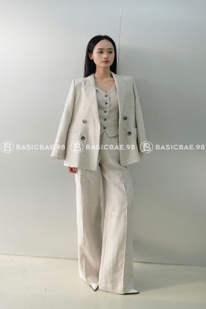 Blazer Karen Dui 100% Mau Xam Muoi Tieu